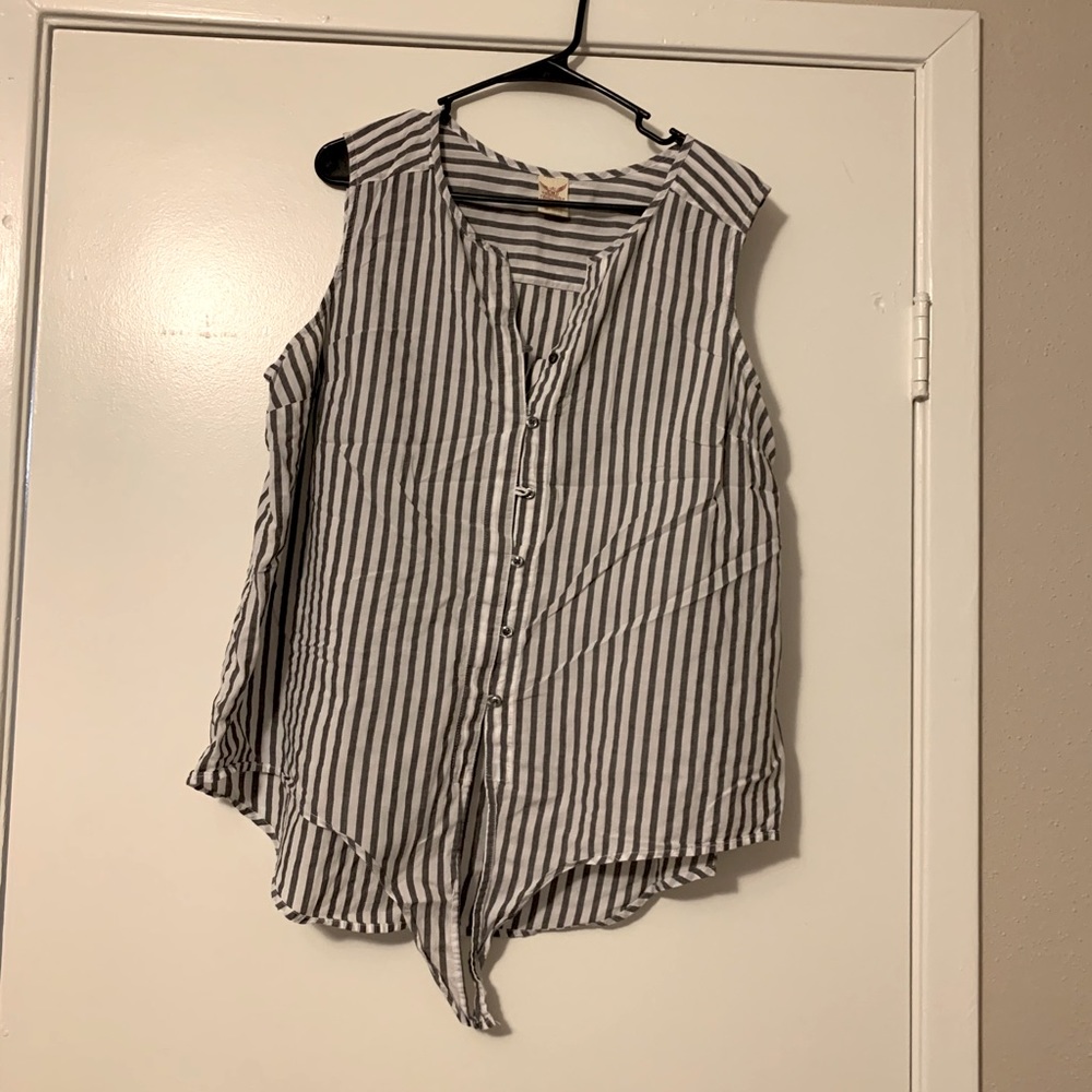 Striped and sleeveless.